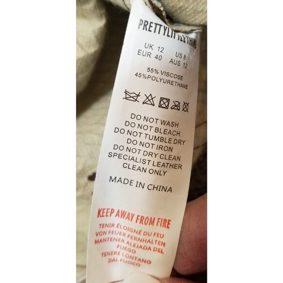 Pretty Little Thing Faux Leather Croc Split Hem Skinny Trousers Size 8 Choc - Picture 11 of 14